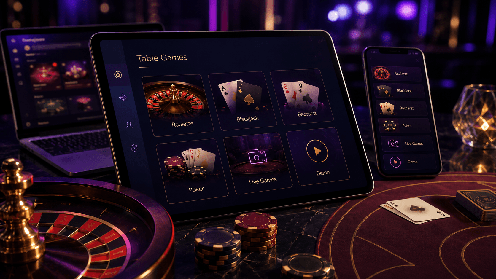 PlayLive classic table games on a casino screen