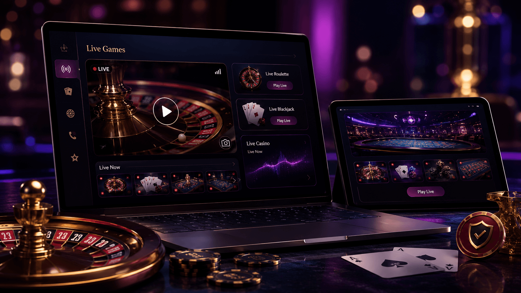 PlayLive live casino stream interface with dealer table